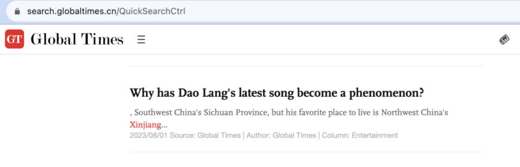 Global Times Deletes News Praising Viral Song Satirizing Show Business Corruption, No Explanation Given