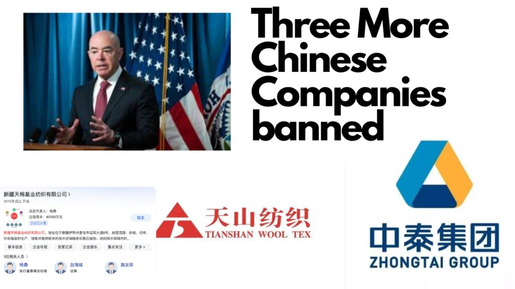 U.S. Bans Imports from  Three Chinese Firms Over Uyghur Forced Labor