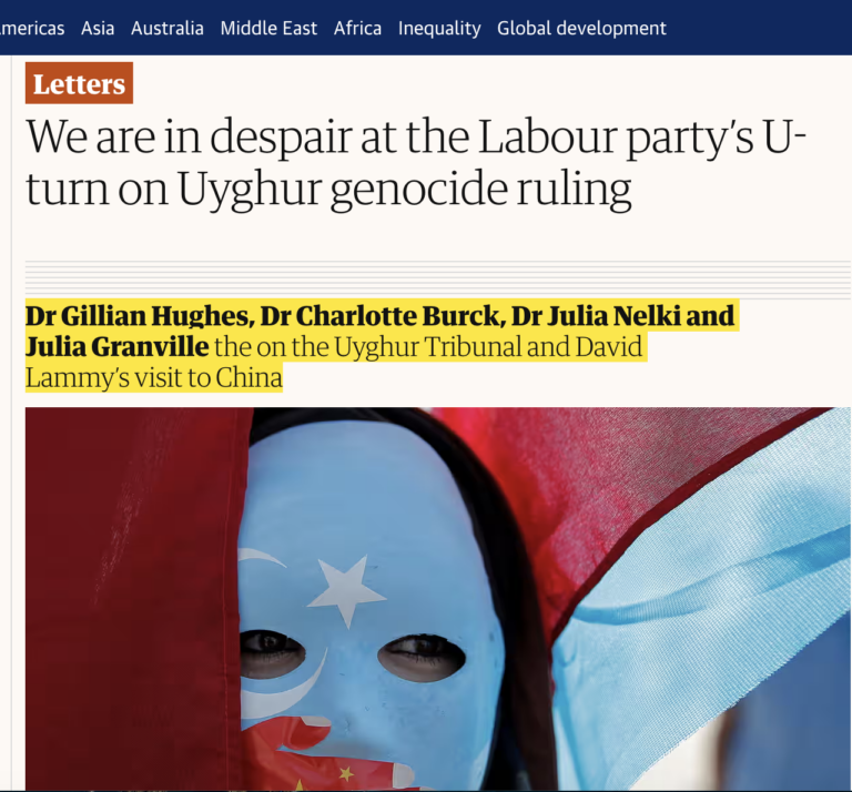 We are in despair at the Labour party’s U-turn on Uyghur genocide ruling